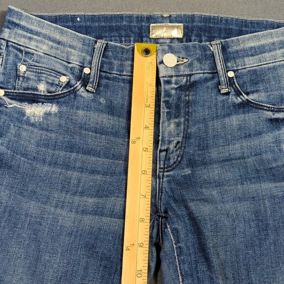 Mother Jeans Women's 27 Blue The Looker Ankle Zip Denim In Graffiti Girl - Picture 9 of 16